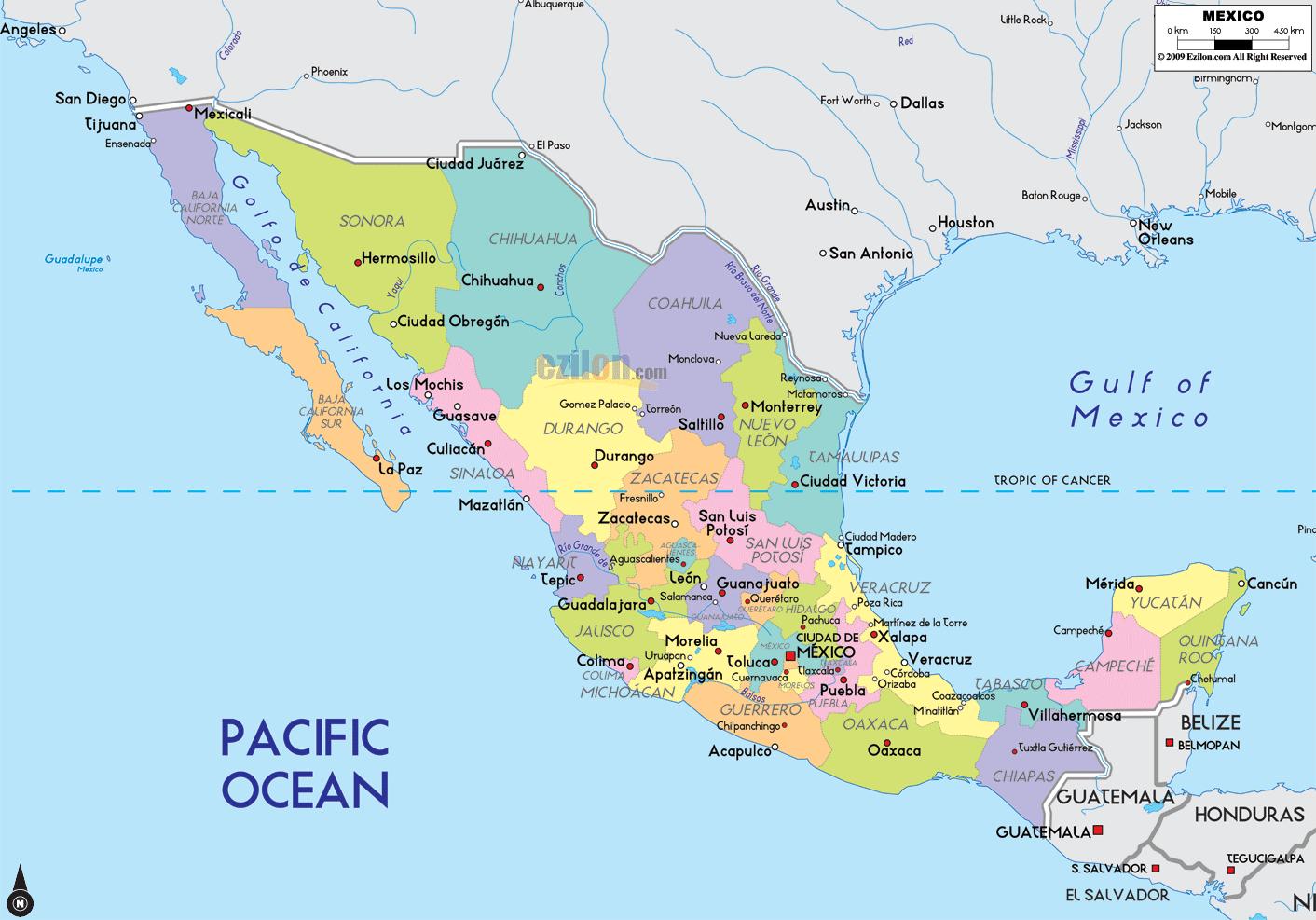Mapa Político De México Mapa Político De México América Central América 