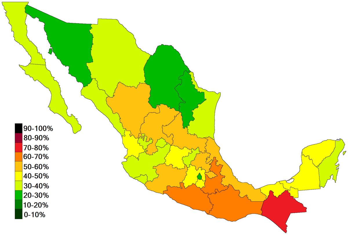 México mapa de pobreza Mapa de México de la pobreza (América Central