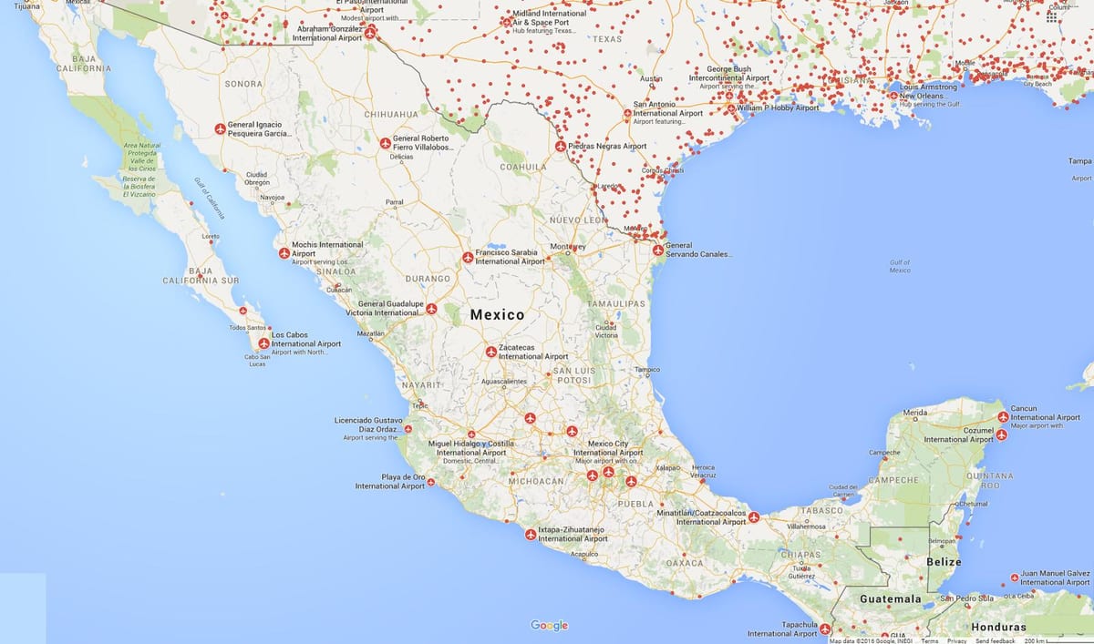 los aeropuertos de México mapa