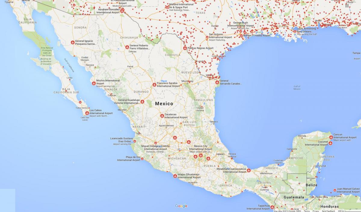 los aeropuertos de México mapa