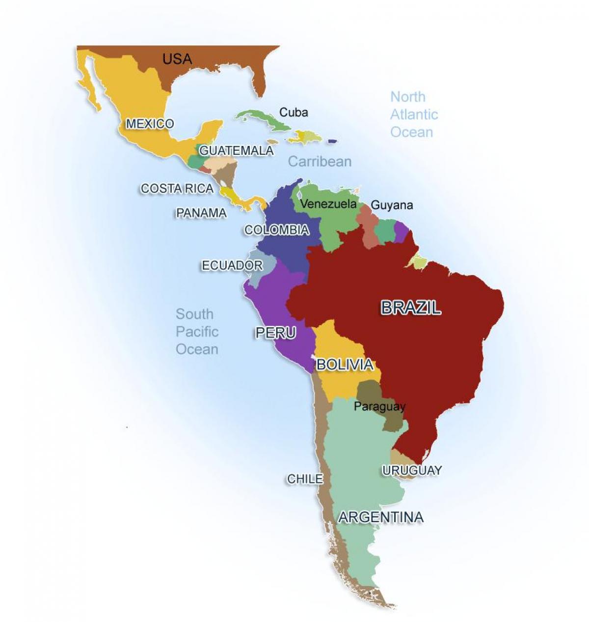 mapa de México y américa del sur