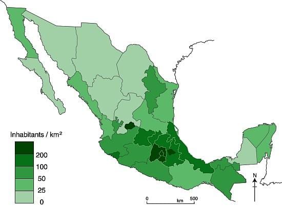 densidad de población mapa de México