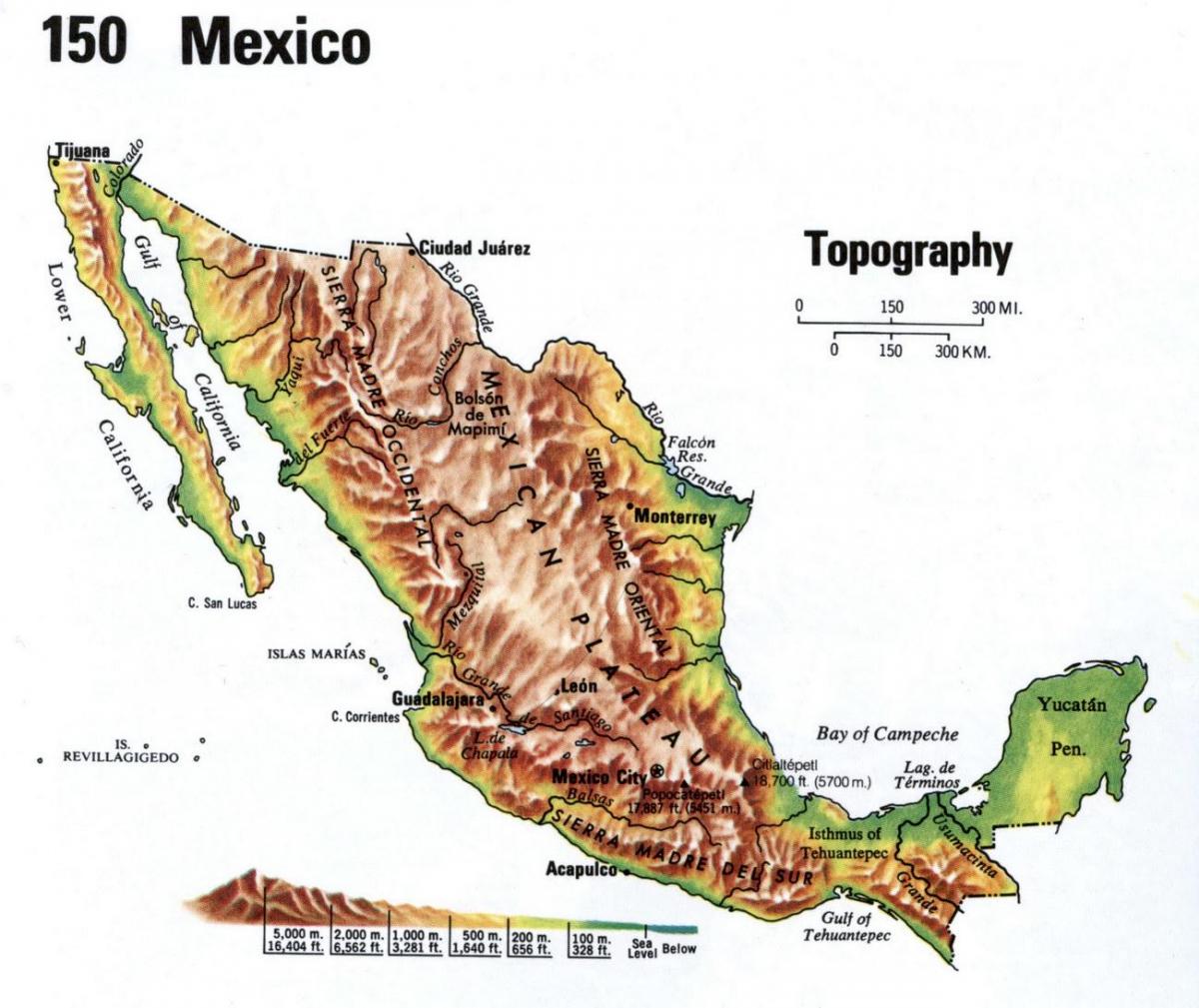 México mapa topográfico