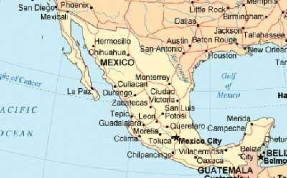 mapa del sur de México