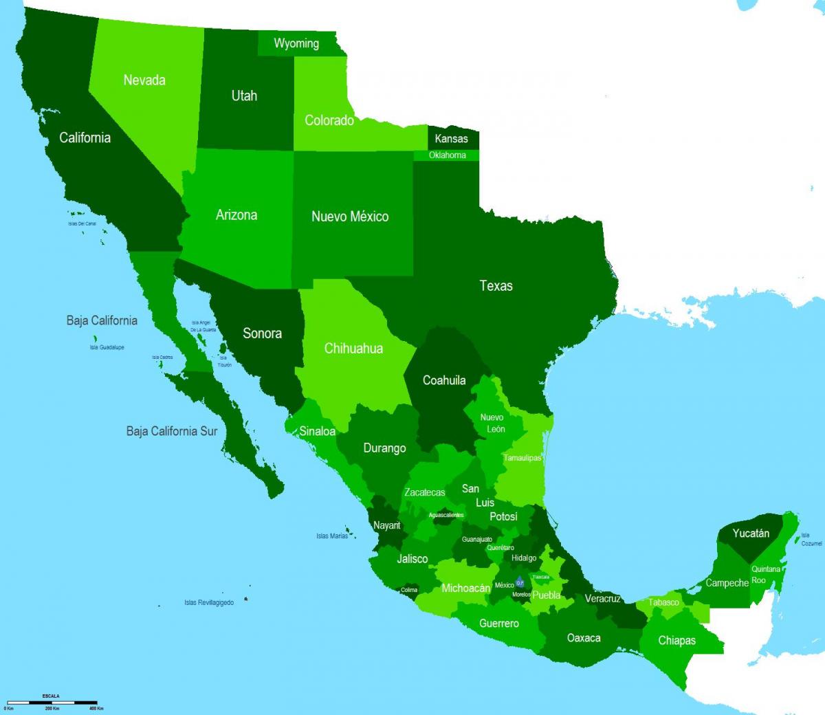 mapa del suroeste de México