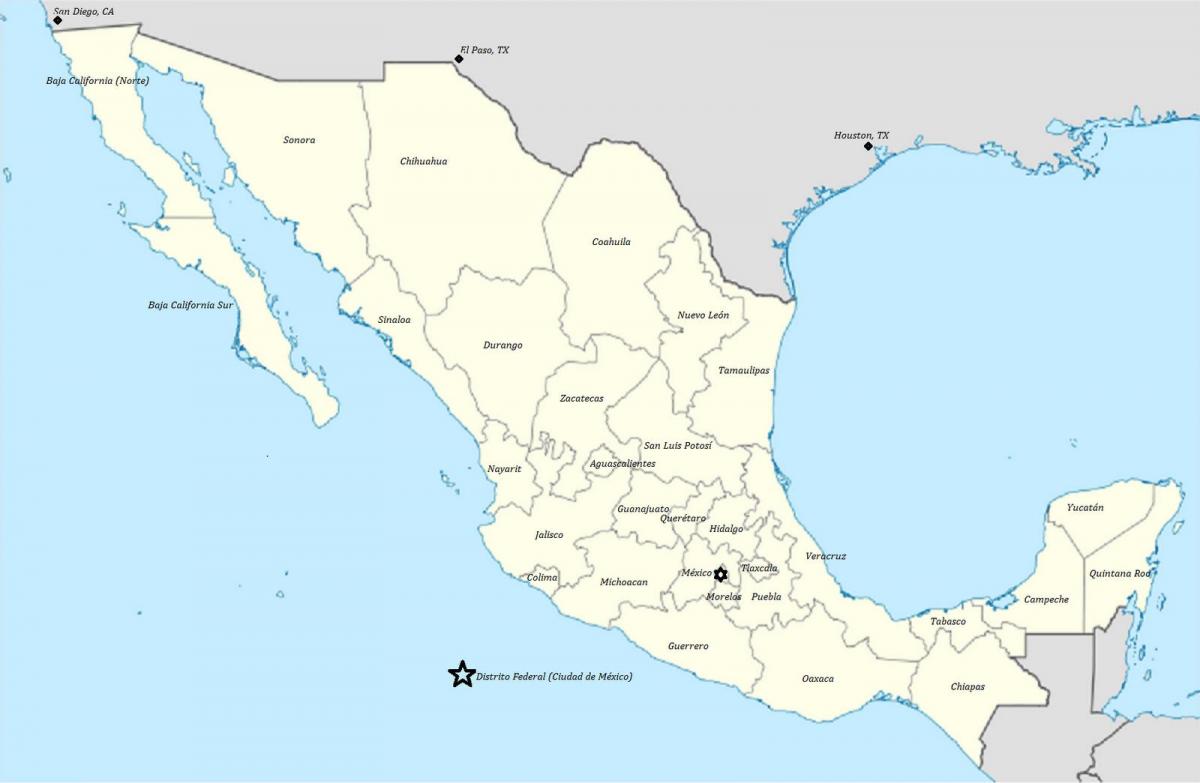 los estados de México mapa