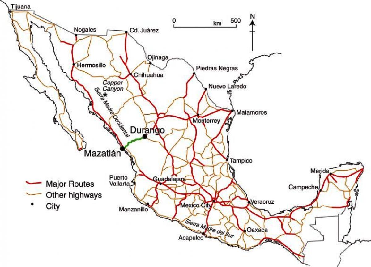 Mapa De Mexico Con Carreteras