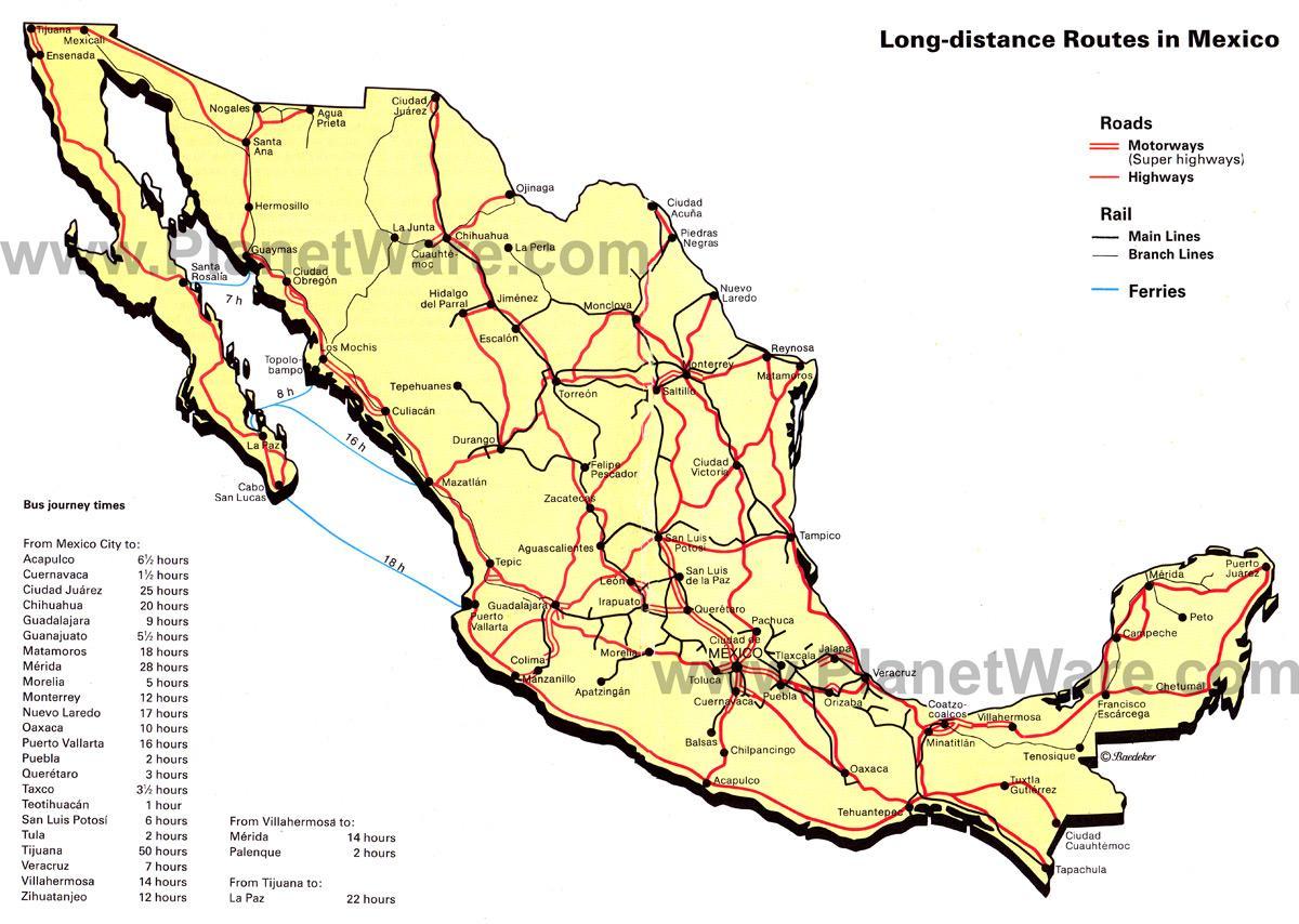 México mapa de las autopistas a - mapa de las autopistas de México 