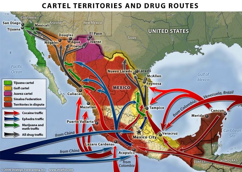 guerra mexicana contra las drogas mapa