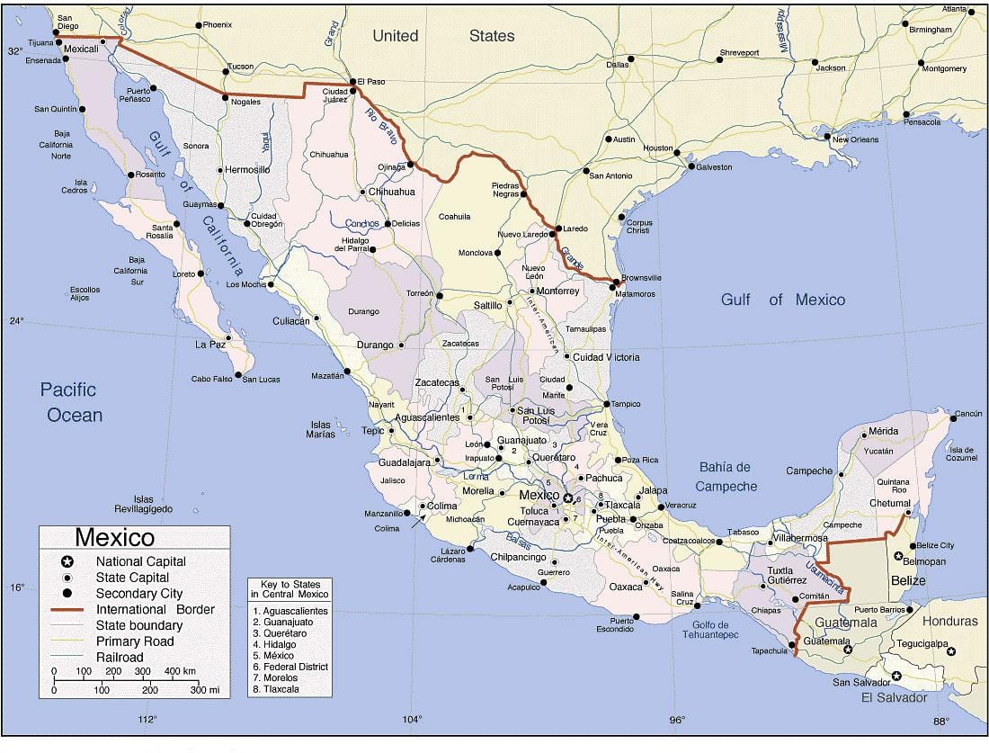 mapa de México de la costa del pacífico resorts