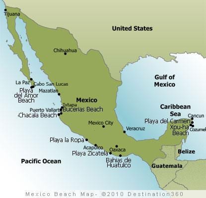 la costa este de México mapa