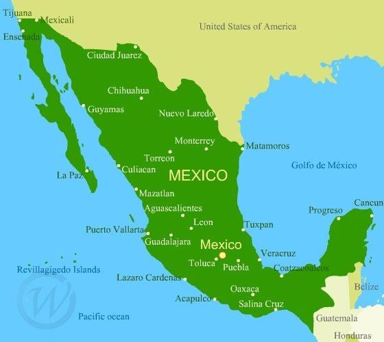 la costa oeste de México mapa