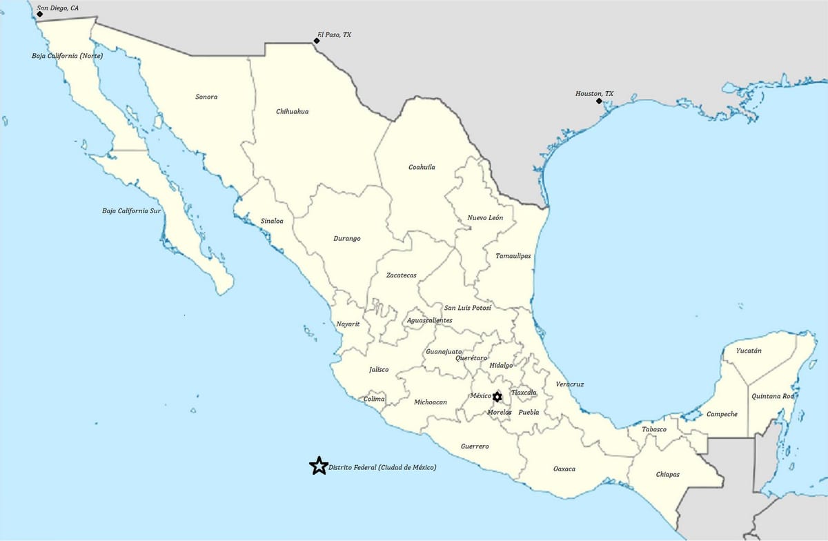 mapa de México por estado
