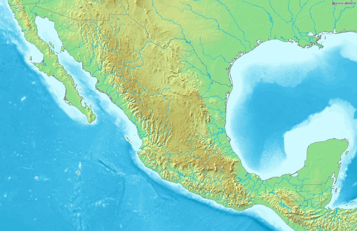 mapa de México terreno