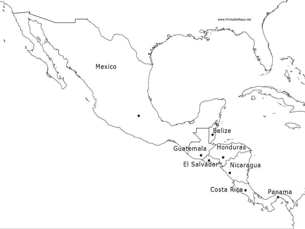 mapa de México, américa central
