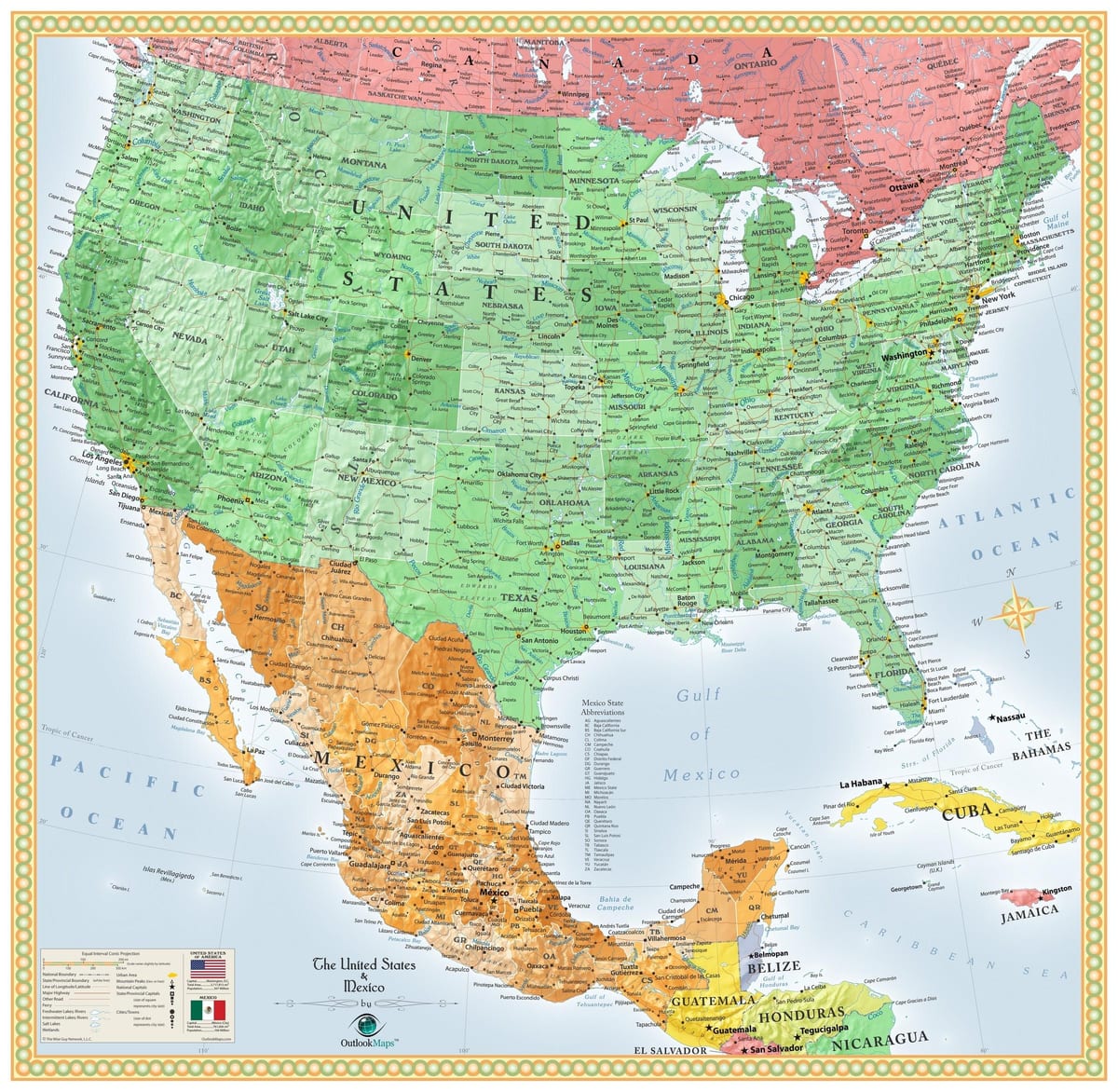ee.uu. y México mapa
