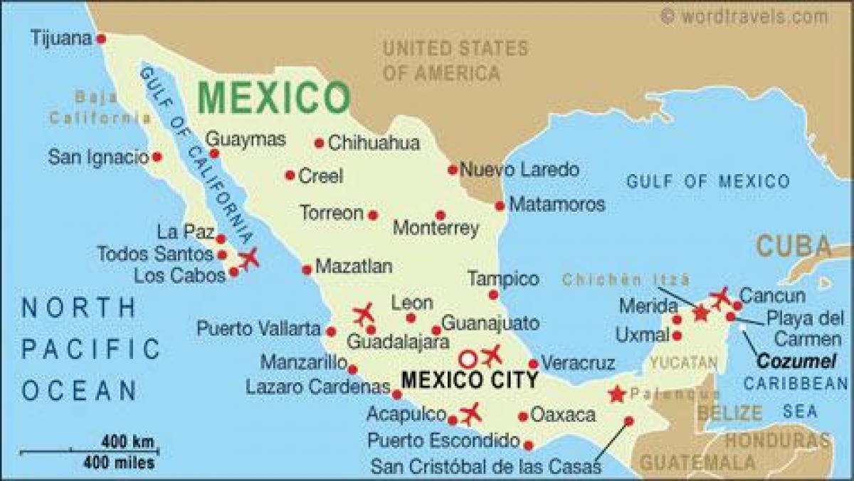 mapa de aeropuertos en México