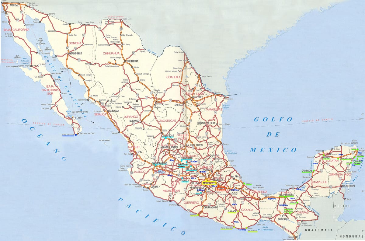 mapa de carreteras de México