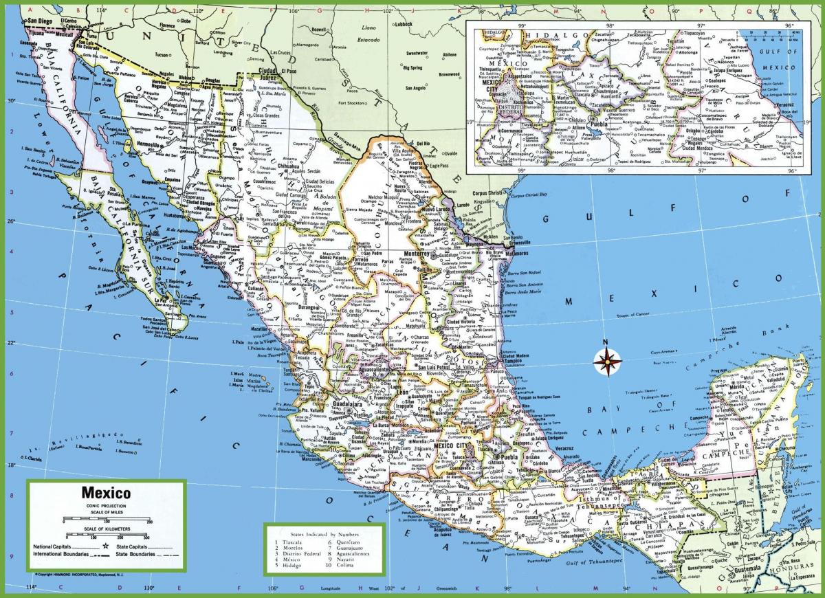 México mapa y las ciudades