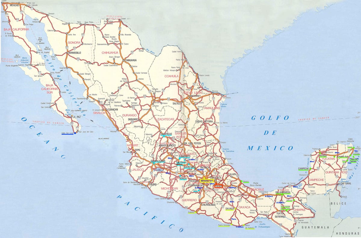 mapa de México de conducción