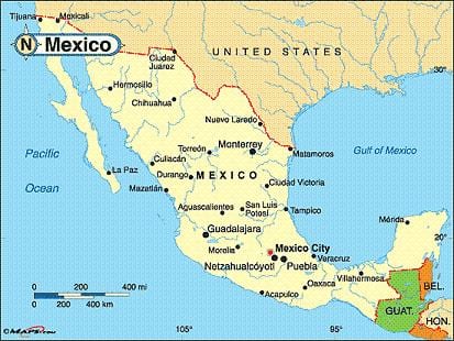 Mexico ciudades costeras del mapa