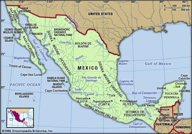 México mapa para niños