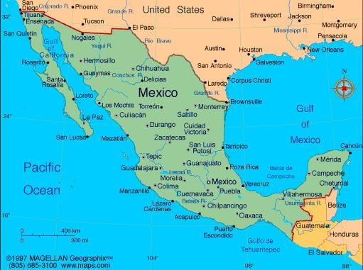 mapa de balnearios en México
