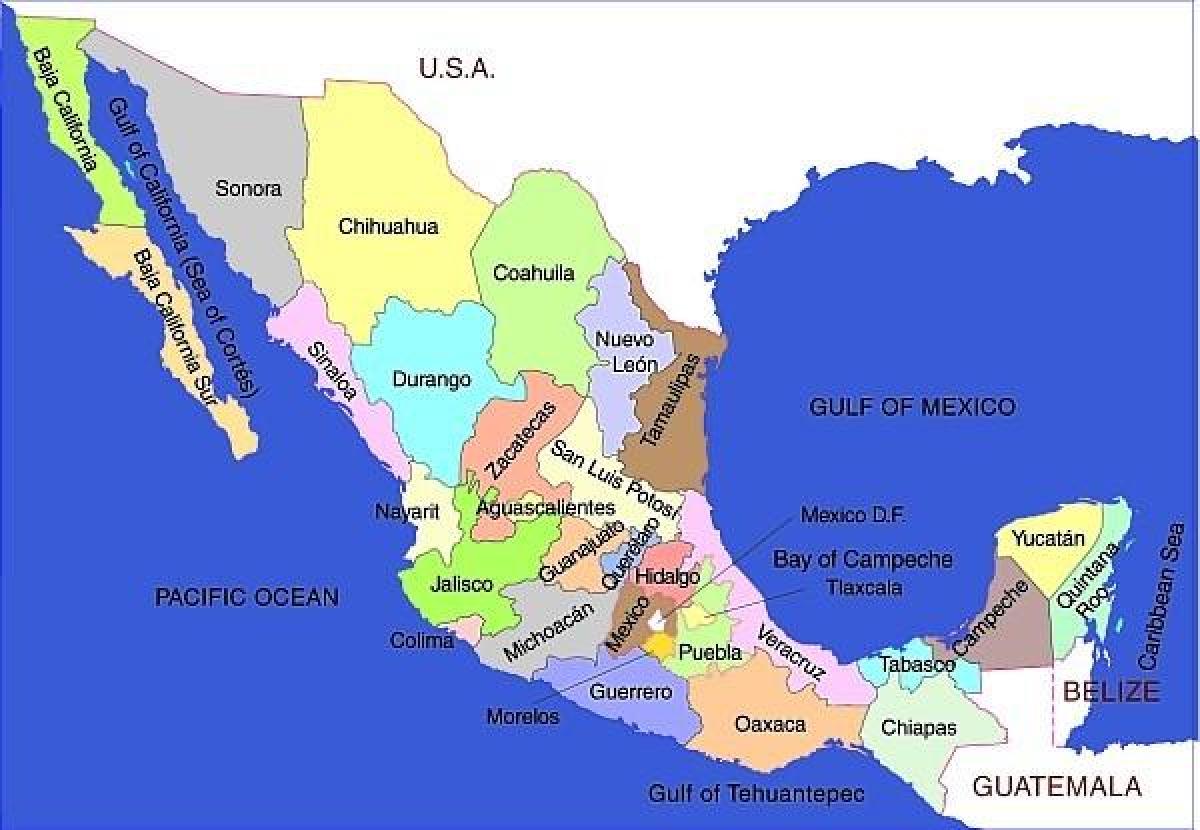 el mapa de México a los estados