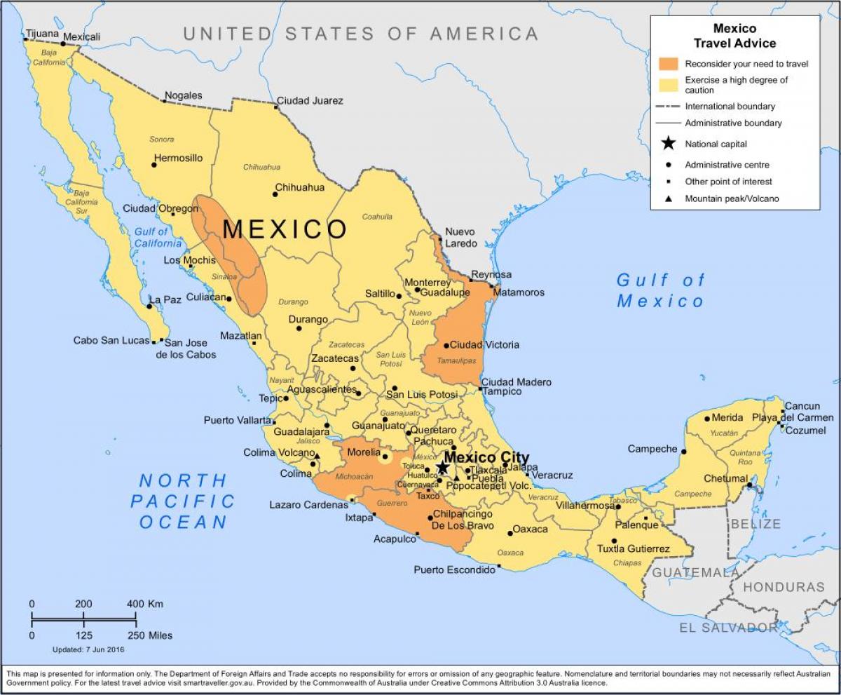 mapa de la costa oeste de México
