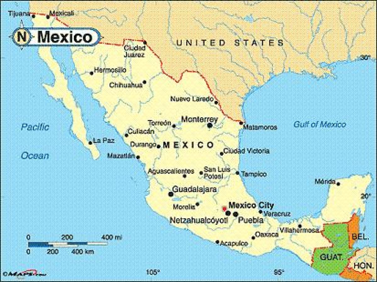 Mexico ciudades costeras del mapa