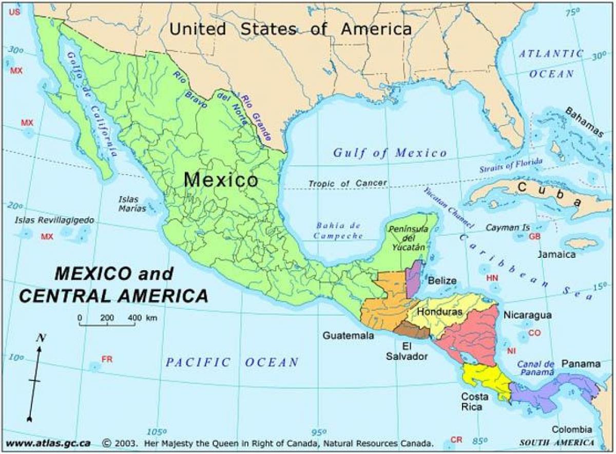 mapa de México y américa central