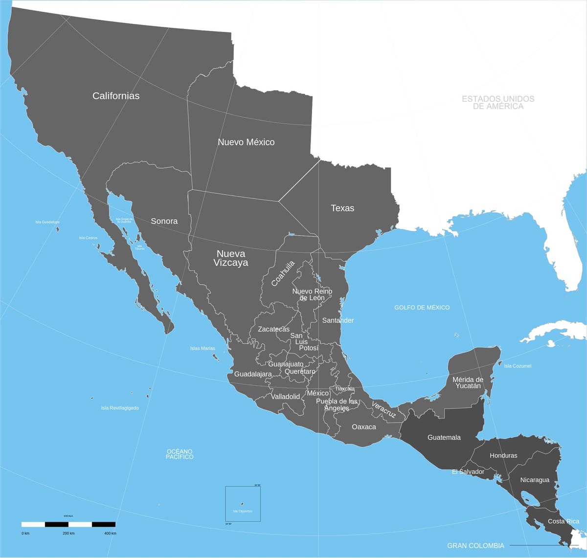 antiguo territorio mexicano mapa