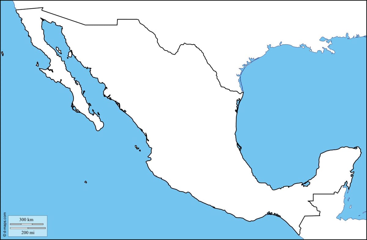 en blanco México mapa