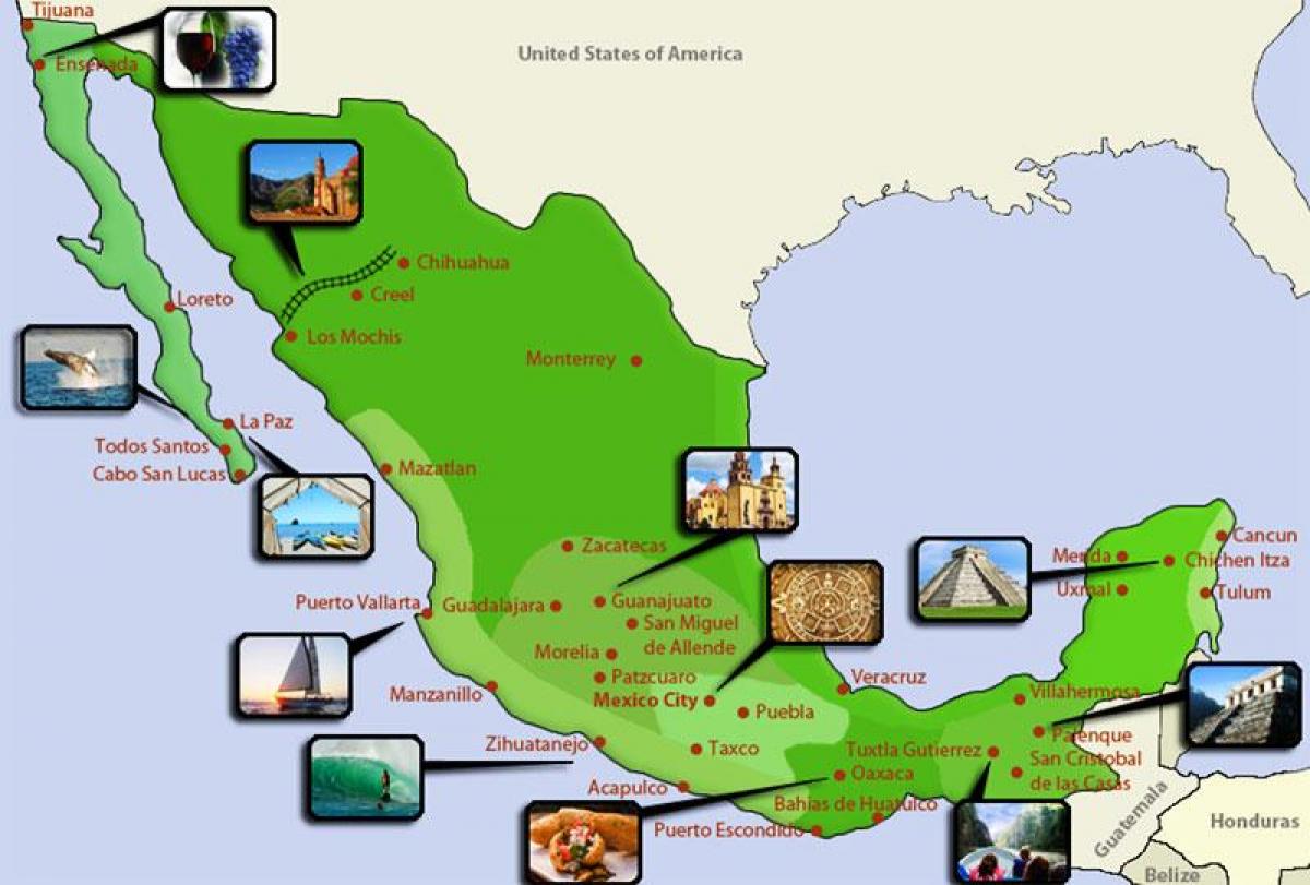 mapa turístico de México