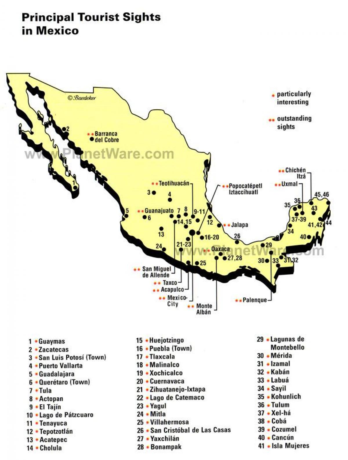 México atracciones mapa