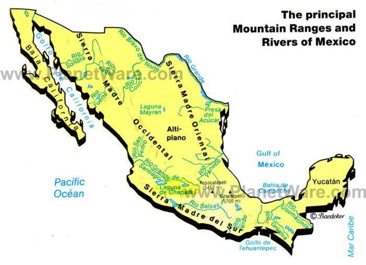 mapa de México cordilleras