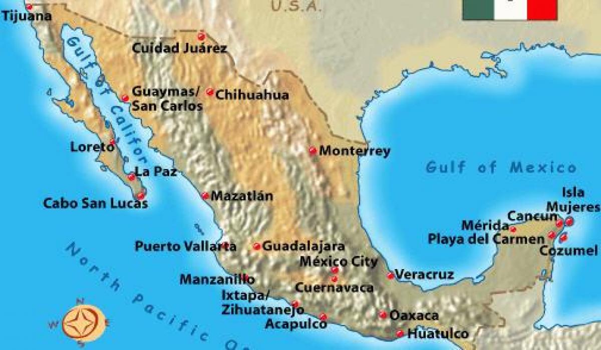 México destinos de vacaciones mapa