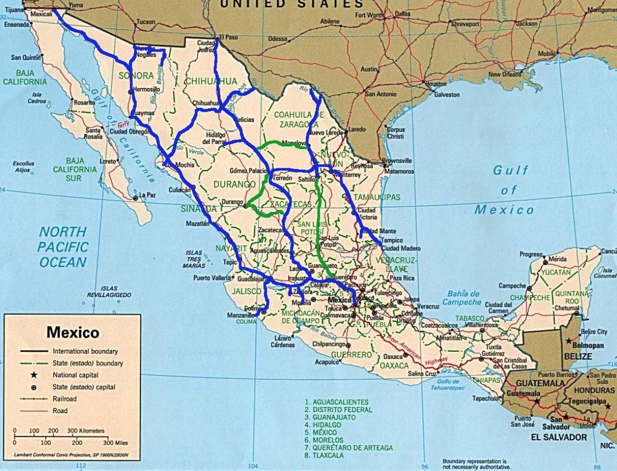 México mapa de trenes