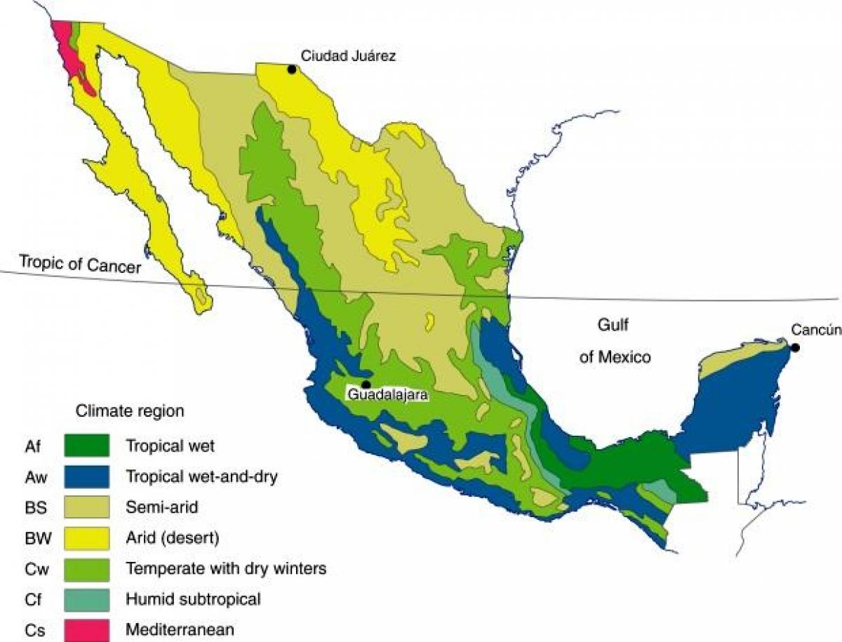 mapa del clima en México