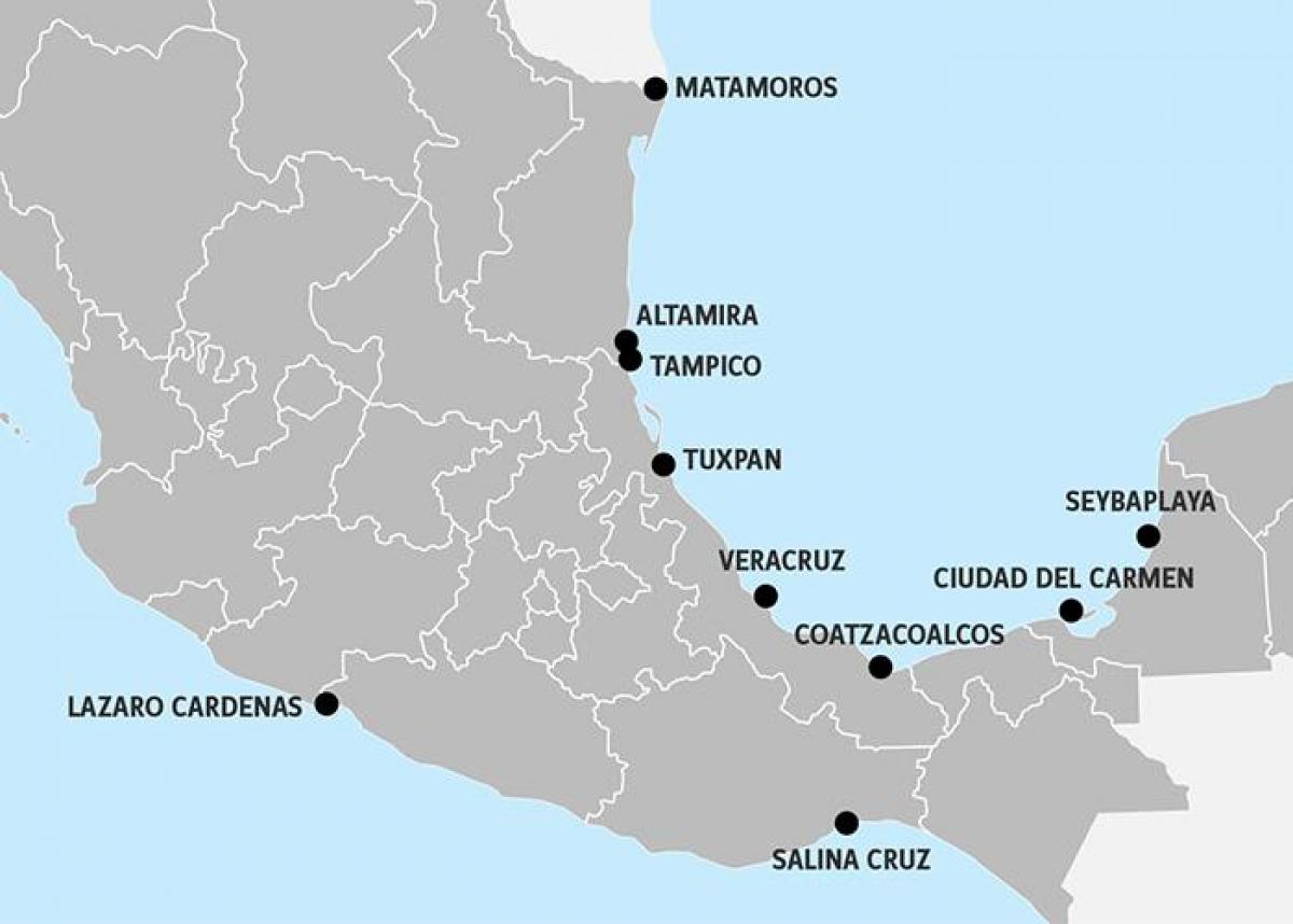 México Puertos Mapa Mapa De Puertos De México América Central América 