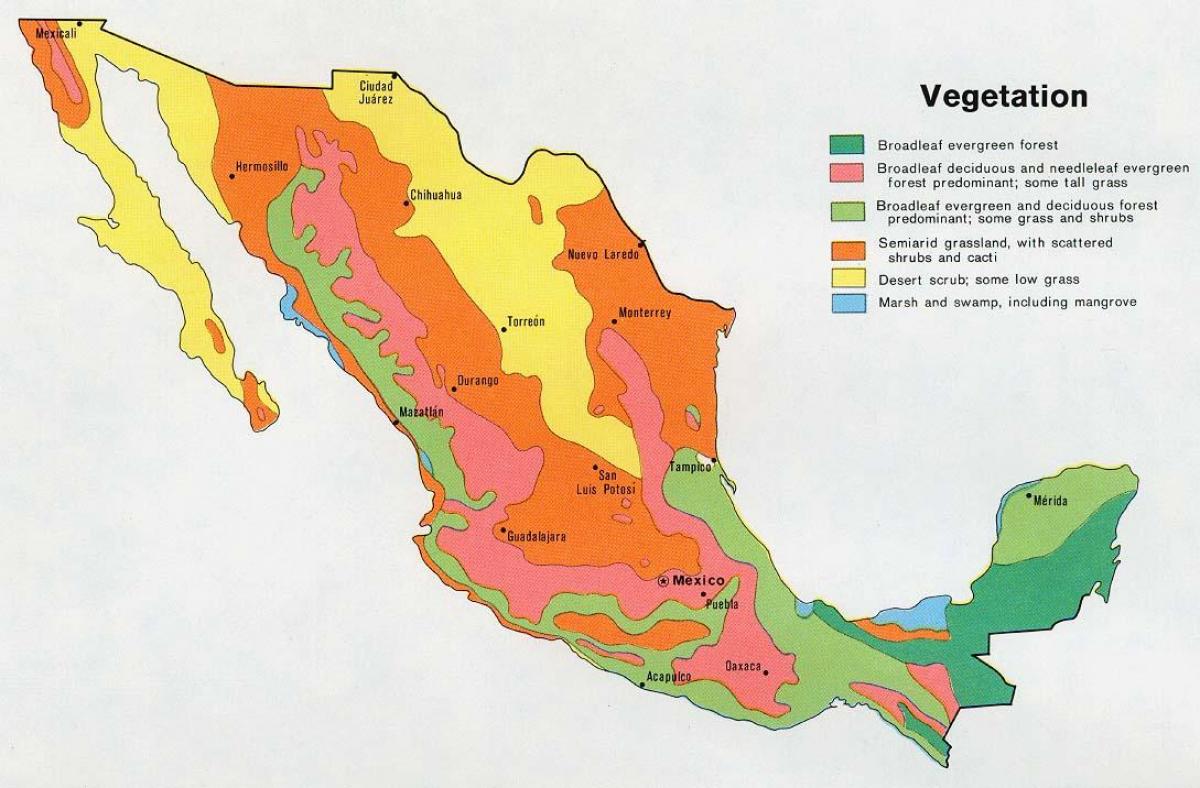 mapa de México natual de recursos