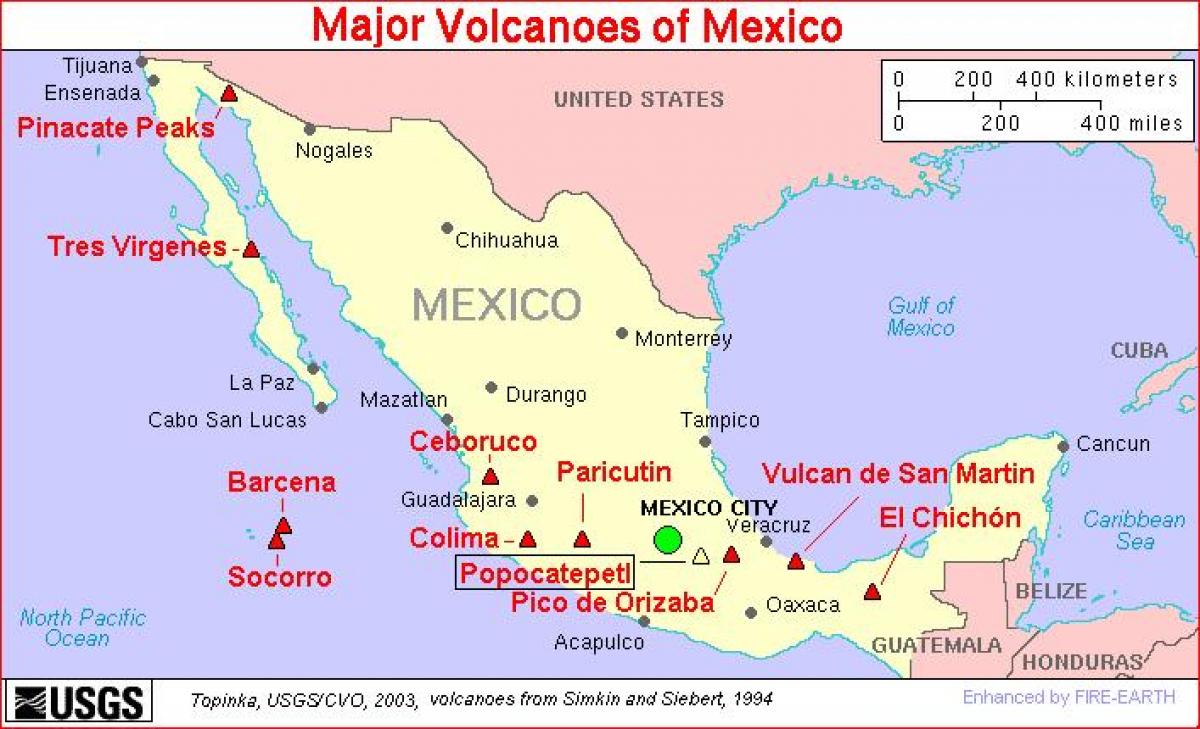 mapa de México volcán