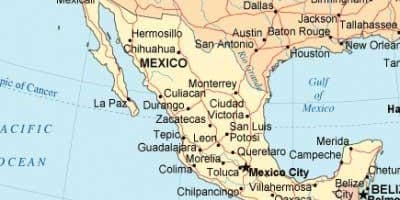 Mapa del sur de México