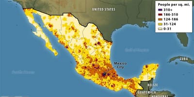 Mapa de la distribución de la población de México