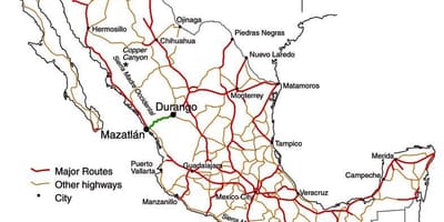 Mexicana mapa de carreteras de peaje