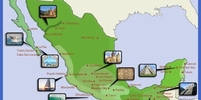 Mapa de los destinos turísticos de México