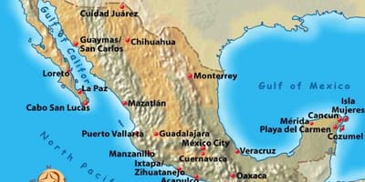 México destinos de vacaciones mapa