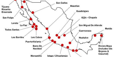 Mapa de destinos de México