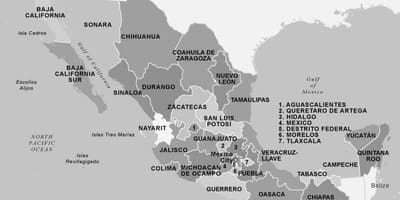 Mapa de México en blanco y negro
