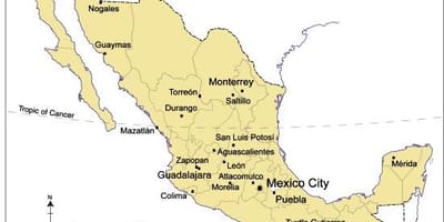 Mapa de las principales ciudades de México
